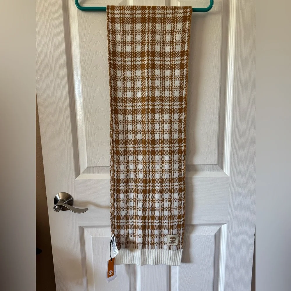 NWT‎ Timberland Unisex Plaid Scarf - Brown and Cream